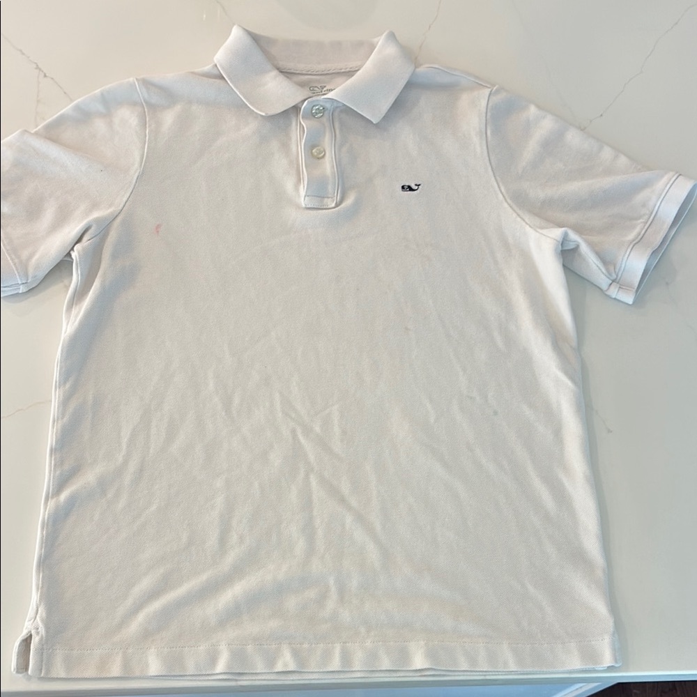 Boys size large Vineyard Vines White Polo Shirt with Logo